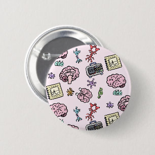 Niedliches neurowissenschaftliches Muster Button