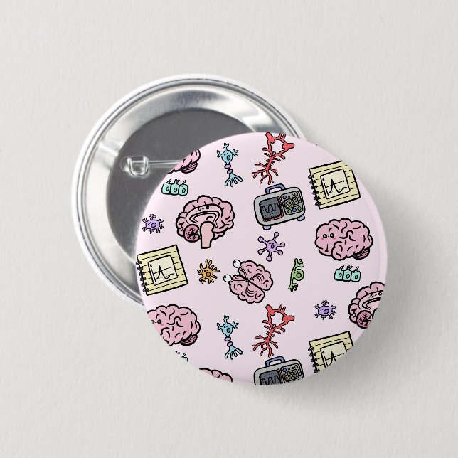 Niedliches neurowissenschaftliches Muster Button (Vorne & Hinten)