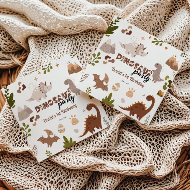 Niedliches neutrales Dinosaurier-Party Geburtstag Serviette (Von Creator hochgeladen)