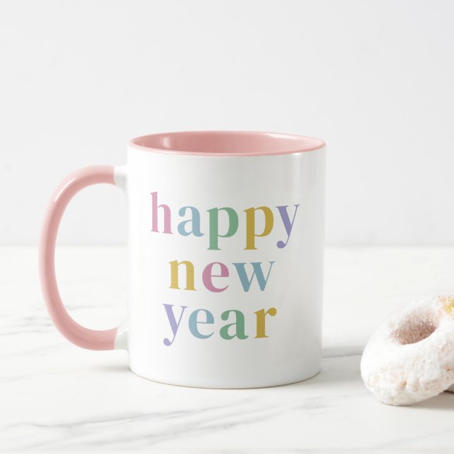 Niedliches New Year Friend Foto Trendy Tasse (Mit Donut)