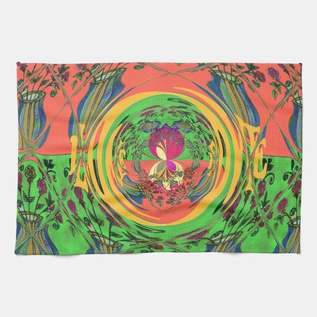 Niedliches Nice & Love floral Motiv Art Print Desi Geschirrtuch (Horizontal)