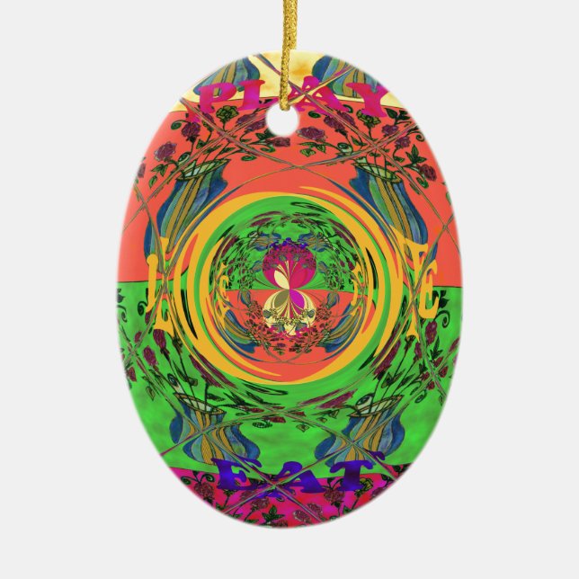 Niedliches Nice & Love floral Motiv Art Print Desi Keramikornament (Vorne)