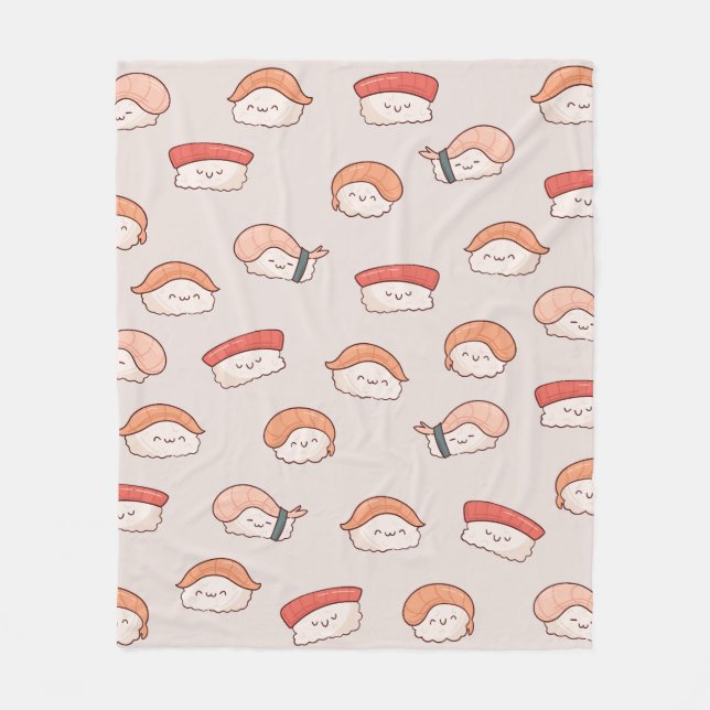 Niedliches nigiri Sushi - Nahtloses Muster Fleecedecke (Vorderseite)