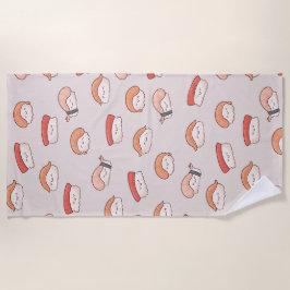 Niedliches nigiri Sushi - Nahtloses Muster Strandtuch