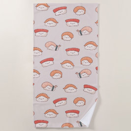 Niedliches nigiri Sushi - Nahtloses Muster Strandtuch