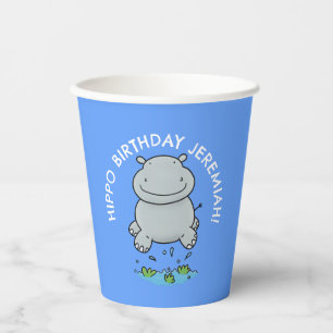 Niedliches Nilpferd personalisierter Cartoon Gebur Pappbecher