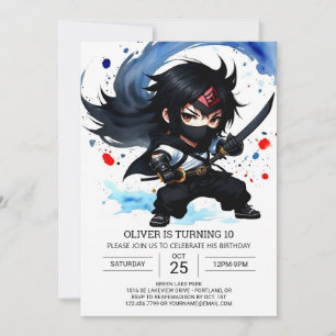 Niedliches Ninja Adventure Kids' Geburtstag Einladung