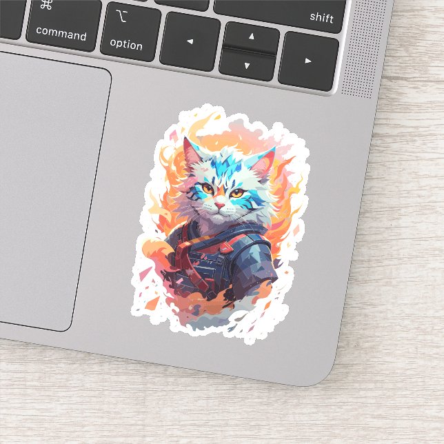 Niedliches Ninja Cat Warrior Design Aufkleber (Detail)