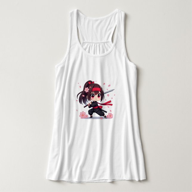 Niedliches Ninja-Kriegerblümchen Tank Top (Design Vorderseite)