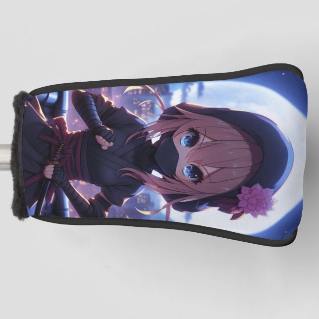 Niedliches Ninja-Kriegermädchen Golf Headcover (Vorderseite)