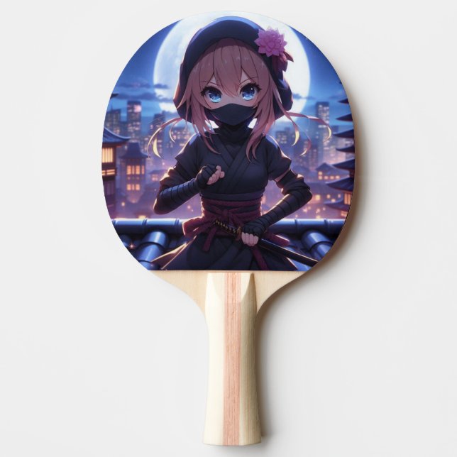 Niedliches Ninja-Kriegermädchen Tischtennis Schläger (Vorderseite)