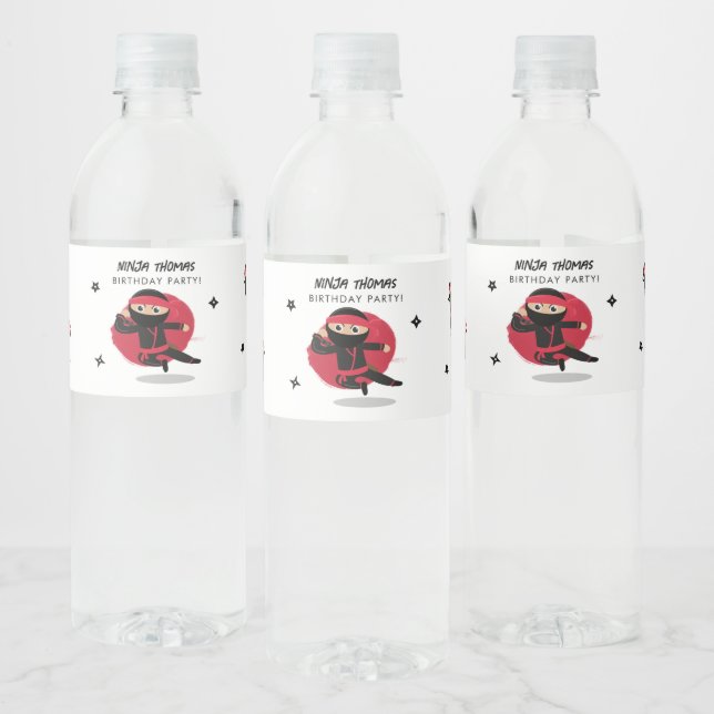 Niedliches Ninja Warrior Black & Red Kindergeburts (Flaschen)