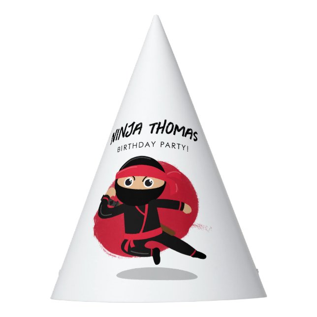 Niedliches Ninja Warrior Black & Red Kindergeburts Partyhütchen (Vorderseite)