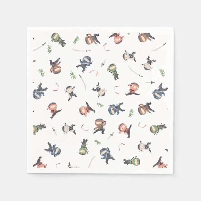 Niedliches Ninja Warrior Kindergeburtstag Party An Serviette (Vorderseite)