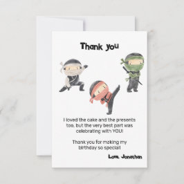 Niedliches Ninja Warrior Kindergeburtstag Party Dankeskarte