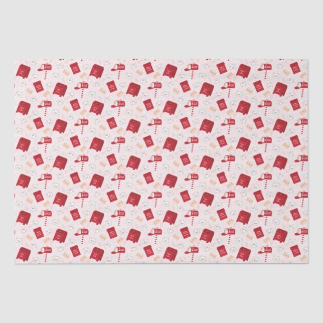 Niedliches North Pole Mail Weihnachtsmuster Seidenpapier (Vorderseite)