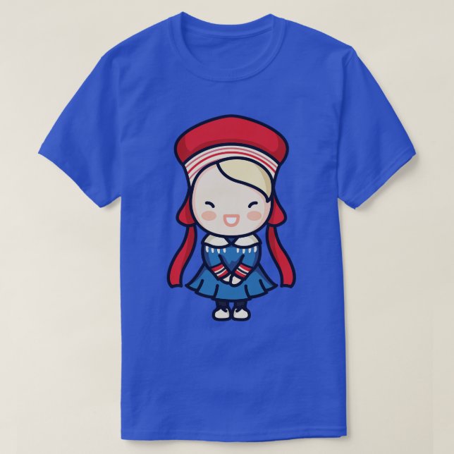 Niedliches norwegisches Mädchen in traditioneller  T-Shirt (Design vorne)