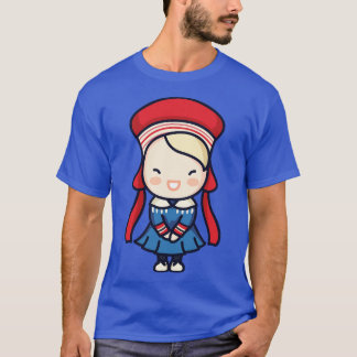 Niedliches norwegisches Mädchen in traditioneller  T-Shirt