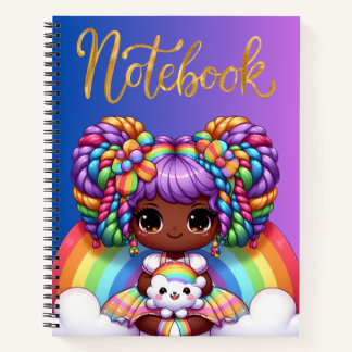 Niedliches Notebook/Adorable Rainbow chibi Girl Notizbuch