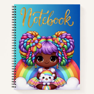 Niedliches Notebook/Adorable Rainbow chibi Girl Notizbuch