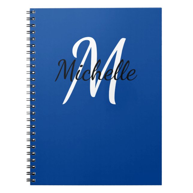 Niedliches Notebook mit Blue & White Custom Monogr Notizblock (Vorderseite)