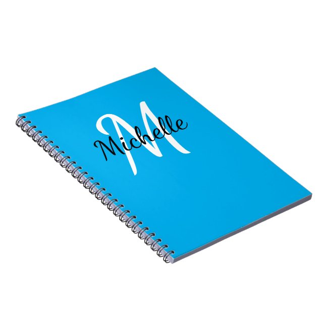 Niedliches Notebook mit Blue & White Custom Monogr Notizblock (Rechte Seite)
