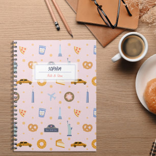 Niedliches NYC-Muster rosa SpiralNotebook Notizblock