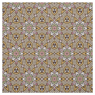 Niedliches Ockergelb-braun-rosa Mosaikmuster Stoff