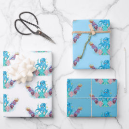 Niedliches Octopus-Baby farbenfroh Wrapping Pa Geschenkpapier Set