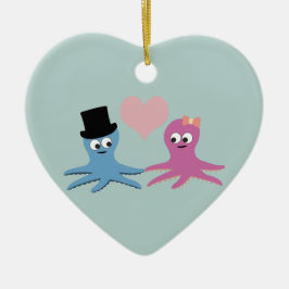 Niedliches Octopus Couple Keramik Ornament