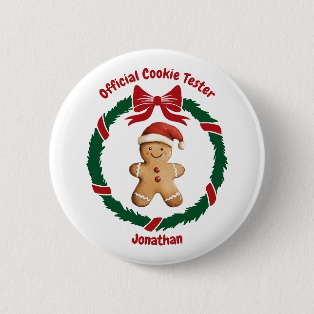 Niedliches Offizielles Cookie Tester Weihnachten Button (Vorderseite)