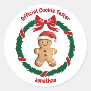 Niedliches Offizielles Cookie Tester Weihnachten Runder Aufkleber