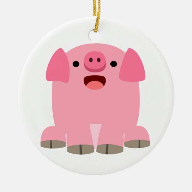 Niedliches Oinking Cartoon Schweinefleisch Keramikornament (Vorne)