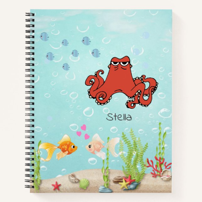 Niedliches Oktopus Farbiges Sketchbook Kinder Notizbuch (Vorderseite)