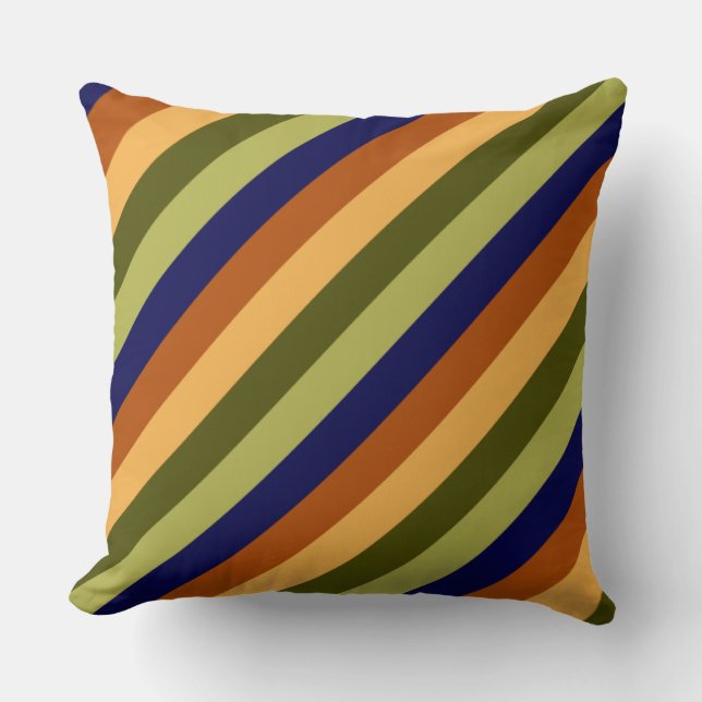 Niedliches Olive Sage Navy Streifen Big Throw Kiss Kissen (Vorderseite)