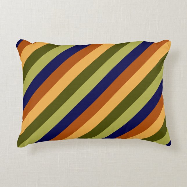 Niedliches Olive Sage Navy Stripes Akzente Kissen (Vorderseite)