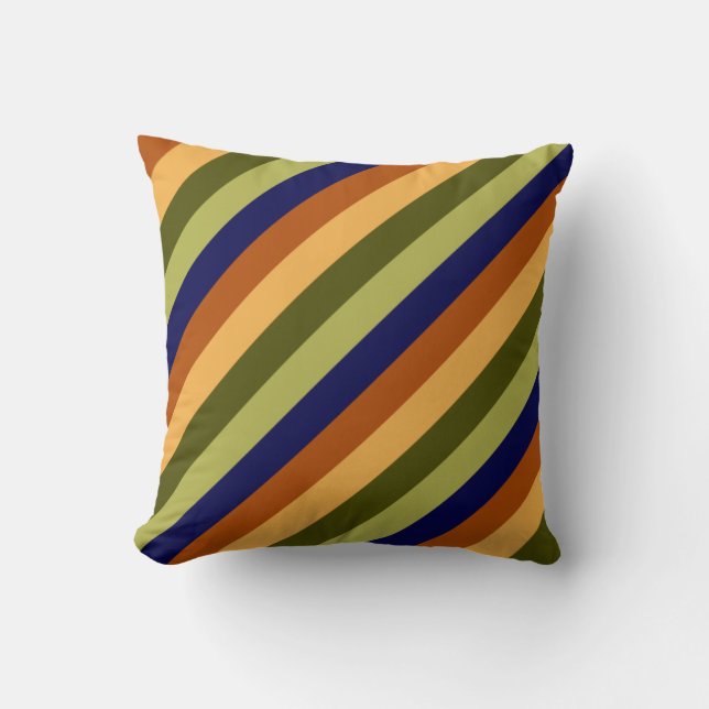Niedliches Olive Sage Navy Stripes Kissen (Vorderseite)
