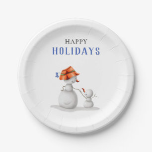 Niedliches Oma Snowman Weihnachts-Party Pappteller