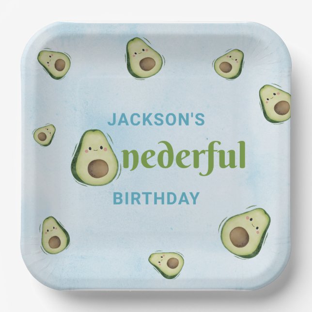 Niedliches Onederful Avocado 1. Geburtstag Party Pappteller (Vorderseite)