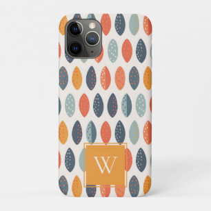 Niedliches Orange Blue Leafy Botanisches Monogramm Case-Mate iPhone Hülle