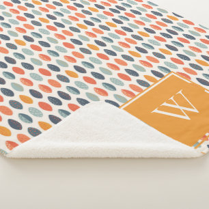 Niedliches Orange Blue Leafy Botanisches Monogramm Sherpadecke