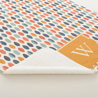 Niedliches Orange Blue Leafy Botanisches Monogramm Sherpadecke