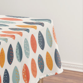 Niedliches Orange Blue Leafy Botanisches Monogramm Tischdecke