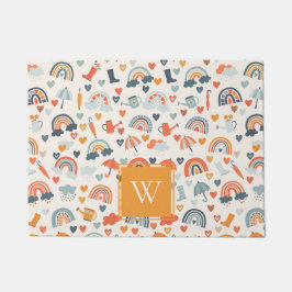 Niedliches Orange Blue Spring Rainbow Clouds Muste Fußmatte