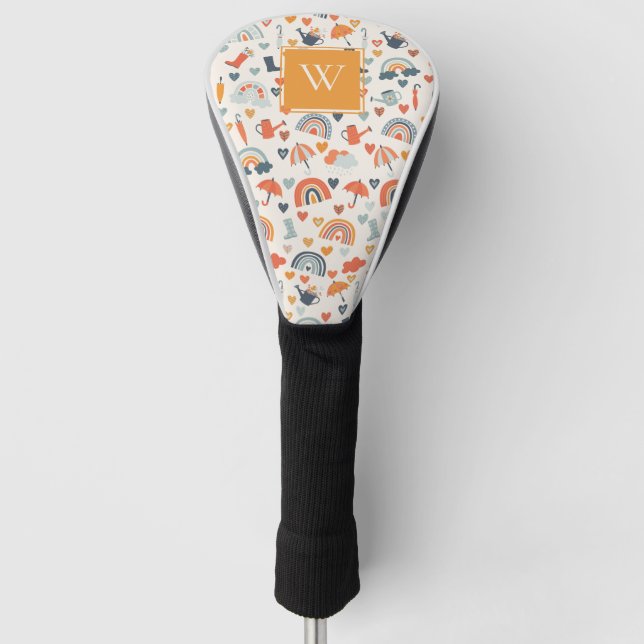Niedliches Orange Blue Spring Rainbow Clouds Muste Golf Headcover (Vorderseite)