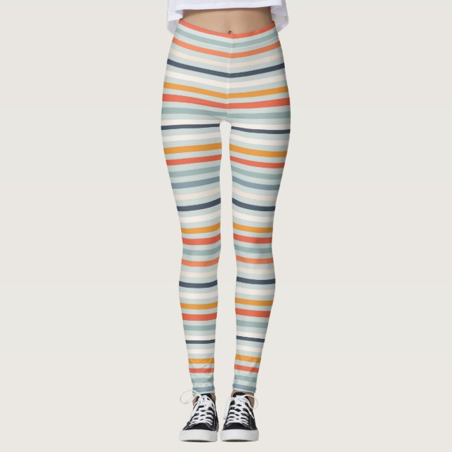 Niedliches Orange Blue Spring Rainbow Clouds Muste Leggings (Vorderseite)