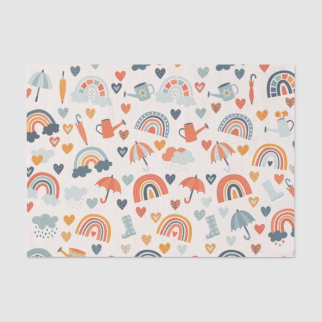 Niedliches Orange Blue Spring Rainbow Clouds Muste Seidenpapier (Vorderseite)