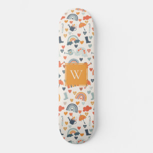 Niedliches Orange Blue Spring Rainbow Clouds Muste Skateboard