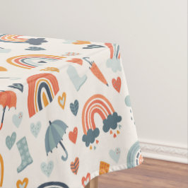 Niedliches Orange Blue Spring Rainbow Clouds Muste Tischdecke