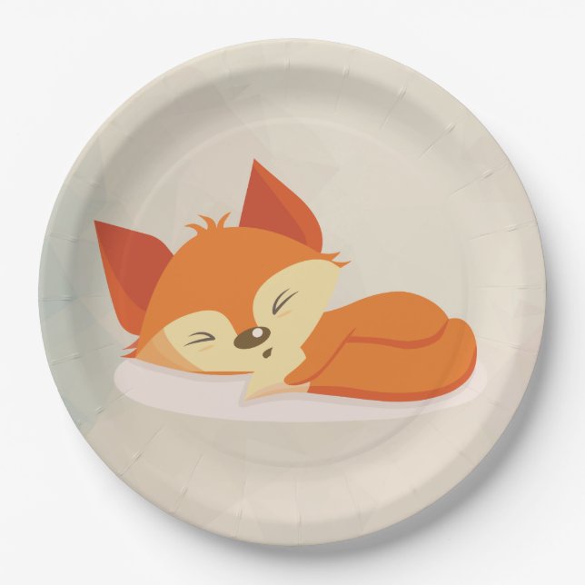 Niedliches Orange Fox Schlafen Pappteller (Vorderseite)
